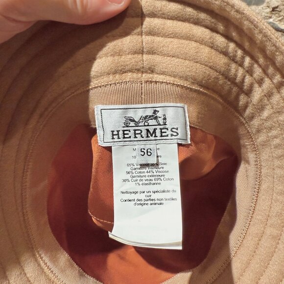 Hermès Harper H Sellier Beige Cashmere Bucket Hat - Picture 10 of 13